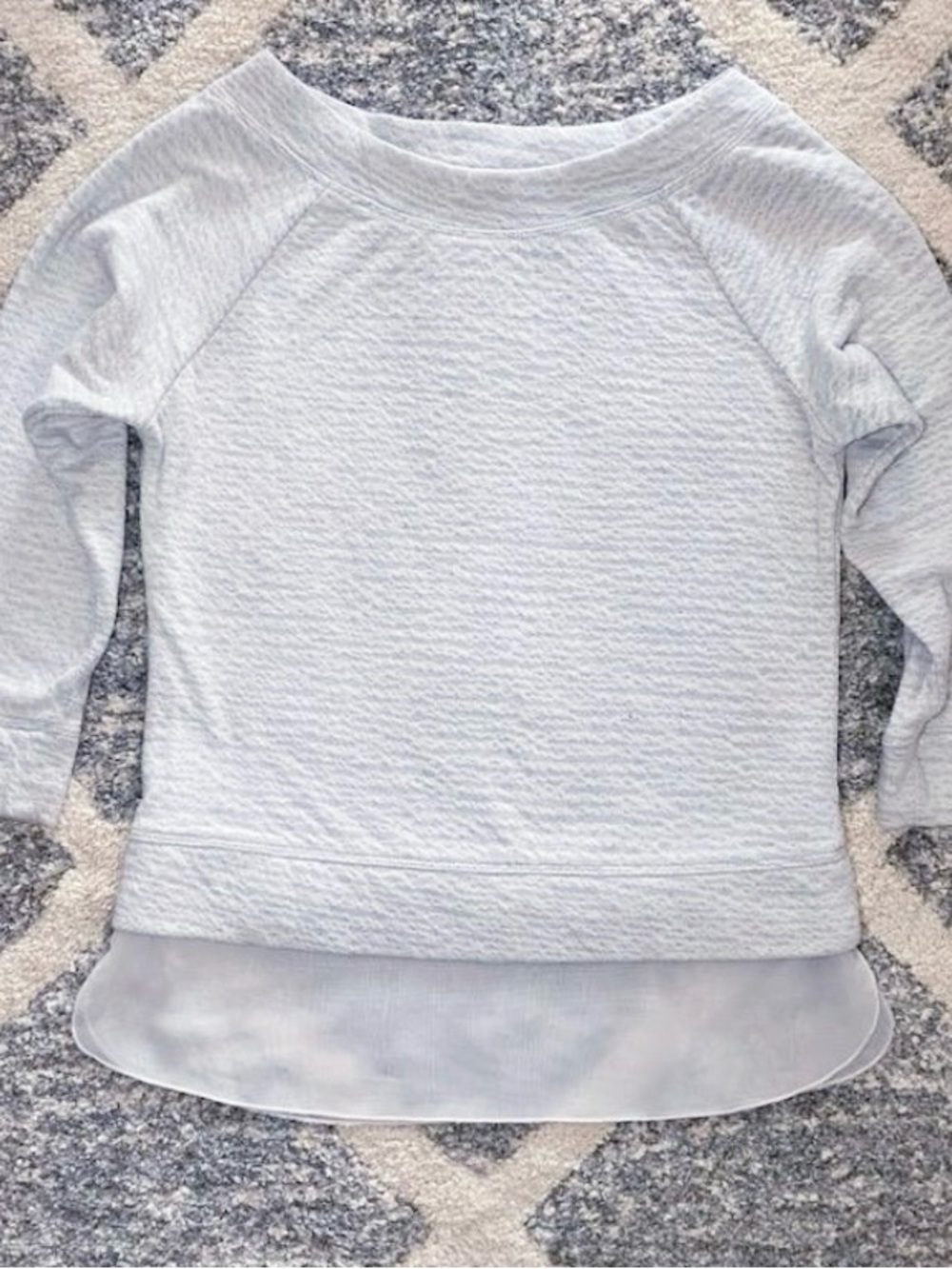 Avon mark. Grey Sweater with Sheer Mesh Panel Sz S